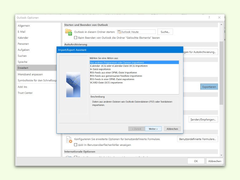 Microsoft Outlook: Kontakt-Dateien importieren