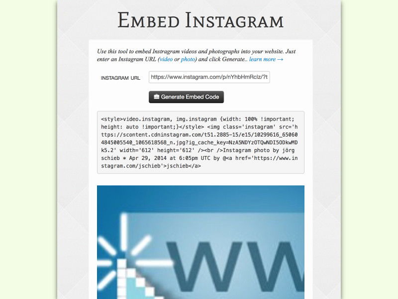 Instagram-Fotos optimal in die eigene Webseite einbetten
