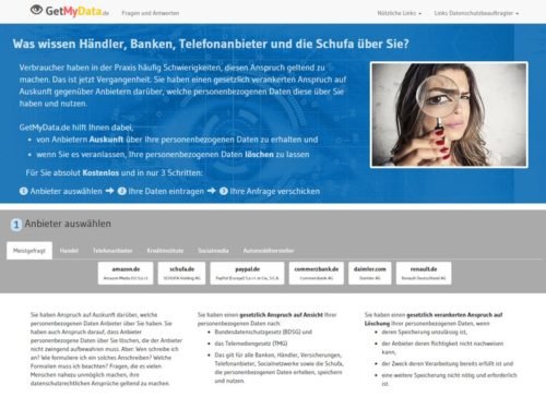GetMyData.de: Selbst-Auskunft kostenlos beantragen