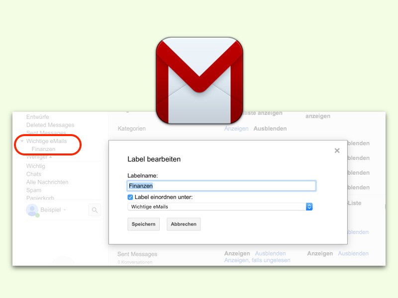 Gmail: Ordner verschachteln