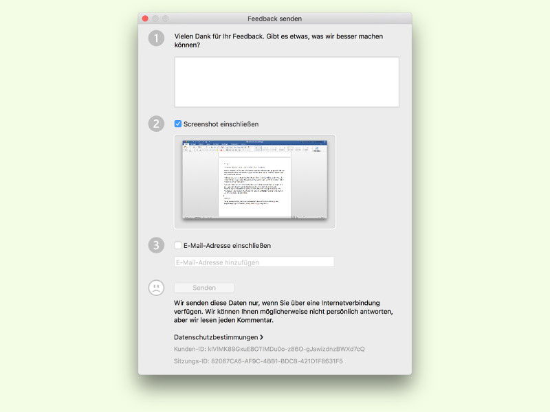 Fehler in Word, Excel und Co. für Mac melden