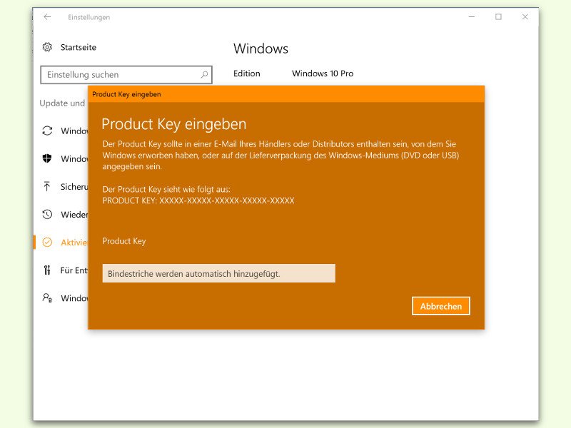 Hinterlegten Product Key von Windows 10 ändern