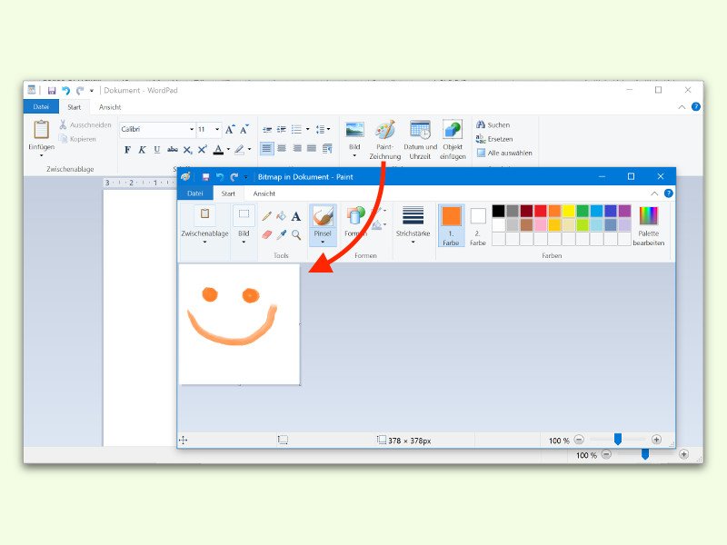 Paint-Zeichnungen in WordPad-Dokumenten nutzen