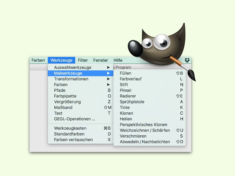 GIMP-Werkzeuge per Tastatur umschalten