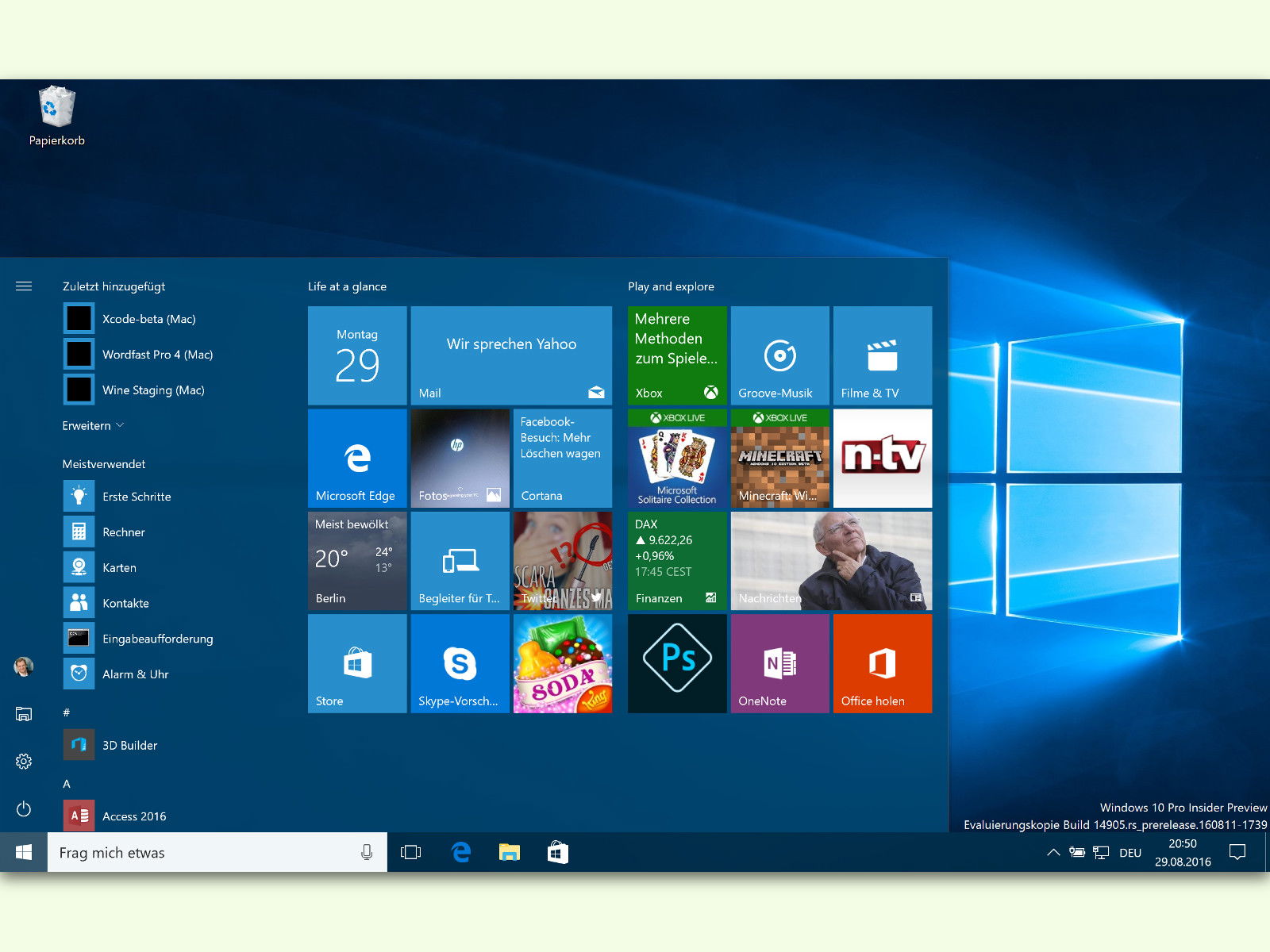 Windows 10: Layout des Start-Menüs für alle Konten synchronisieren