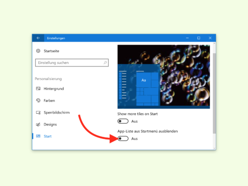 Start-Menü von Windows 10 schmaler machen