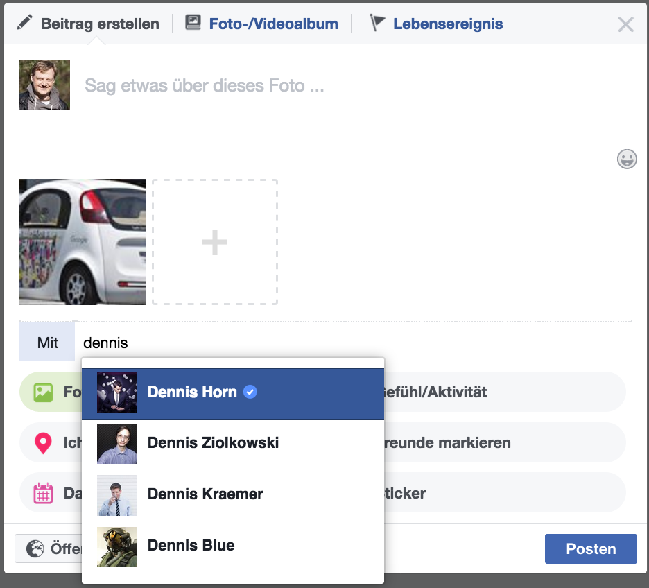 Freunde taggen und enttaggen