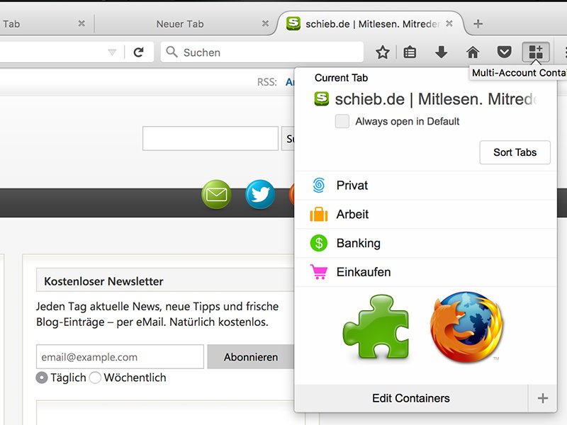 Multi Account Container: Getrennte Online-Identitäten in Firefox