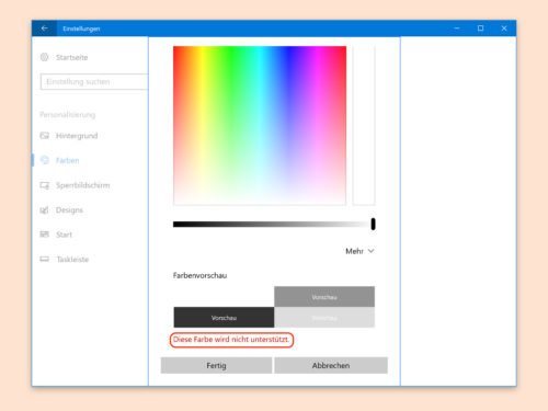 Lesbare Farben als Windows-Akzent auswählen