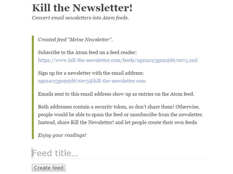 Kill the Newsletter: Nachrichten als RSS Feed