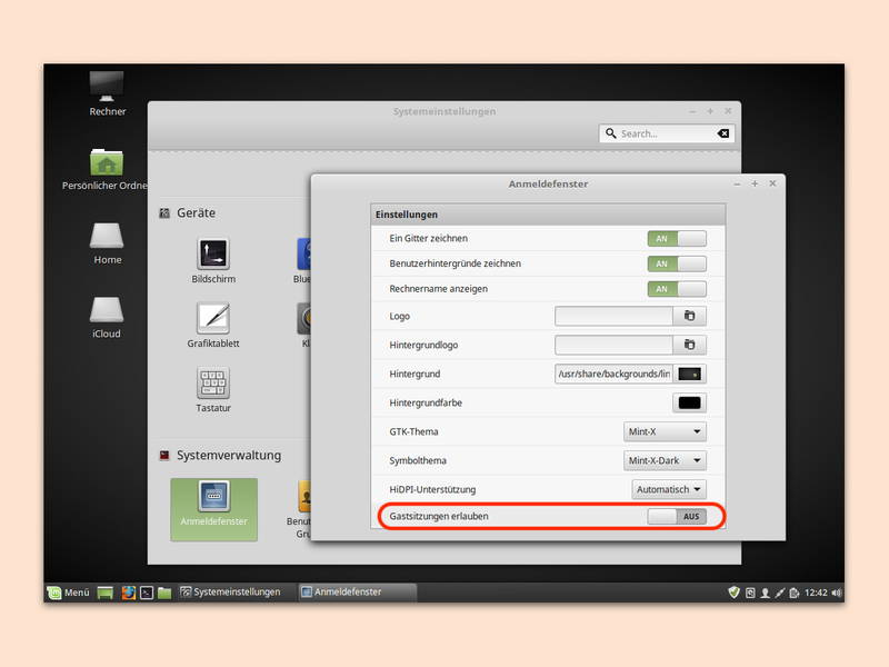 Linux Mint: Gäste aussperren