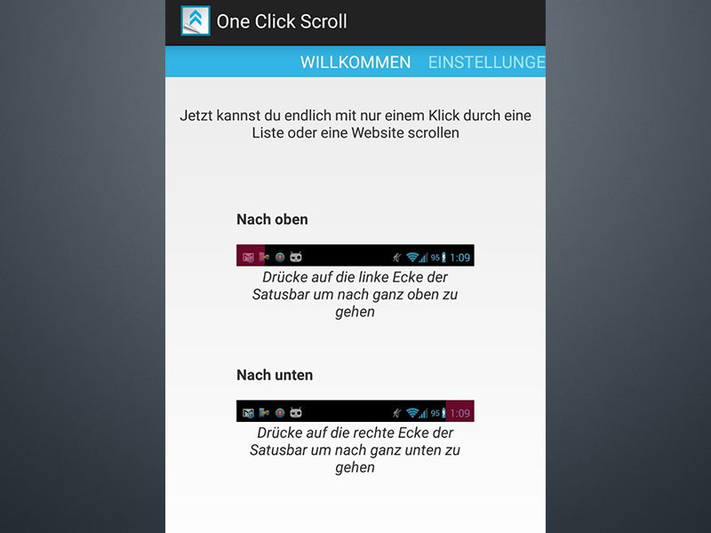 Mit einem Tap ans Ende und an den Anfang einer Seite scrollen
