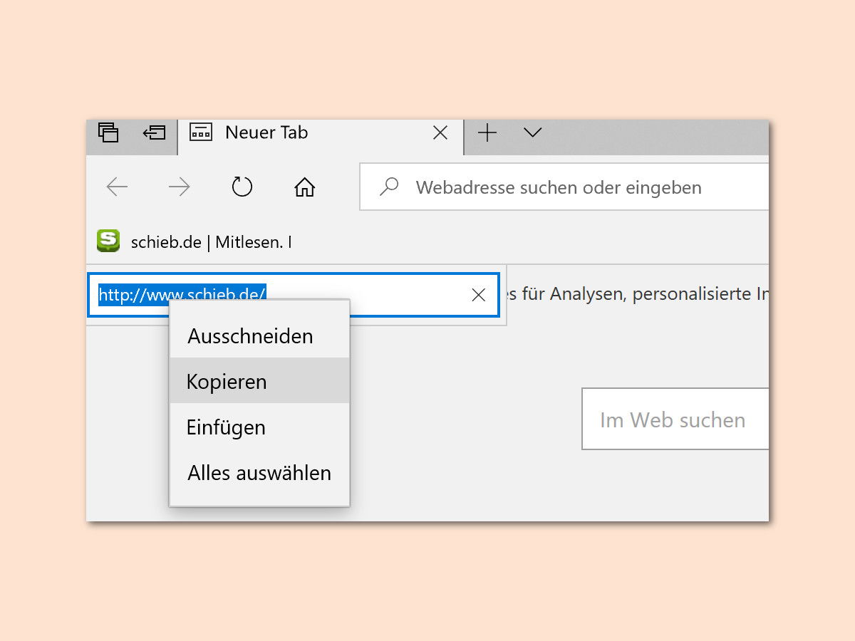 Adresse einer gespeicherten Webseite kopieren