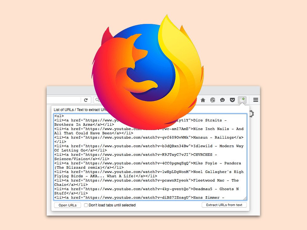 Firefox: Mehrere kopierte URLs gleichzeitig öffnen