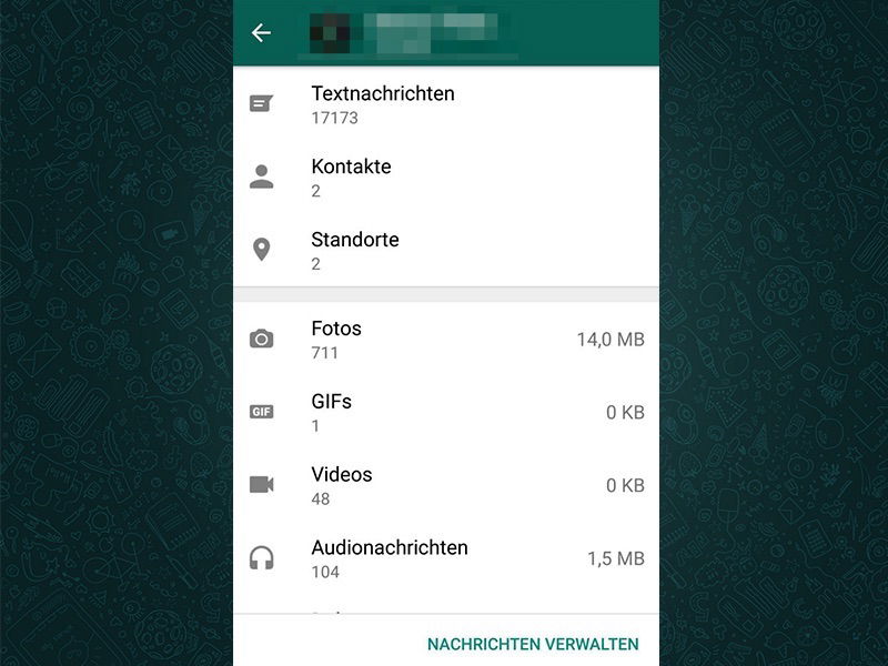 Speichernutzung einzelner Chats in WhatsApp auslesen