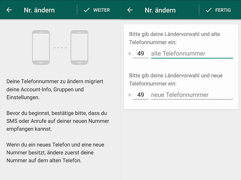 Handynummer in WhatsApp ändern