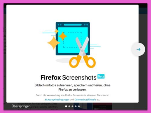Firefox: Lange Webseiten fotografieren