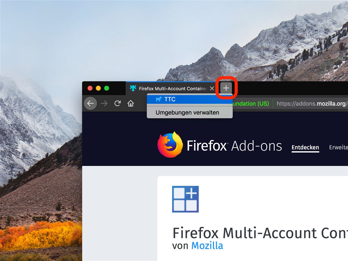 Firefox: Neuen Tab in anderem Container