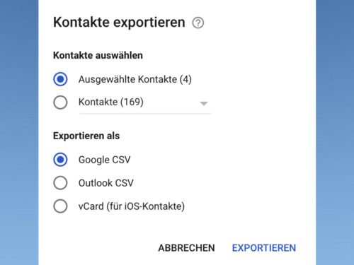 , Google-Kontakte exportieren