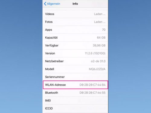 Die MAC-Adresse im iPhone oder iPad ermitteln