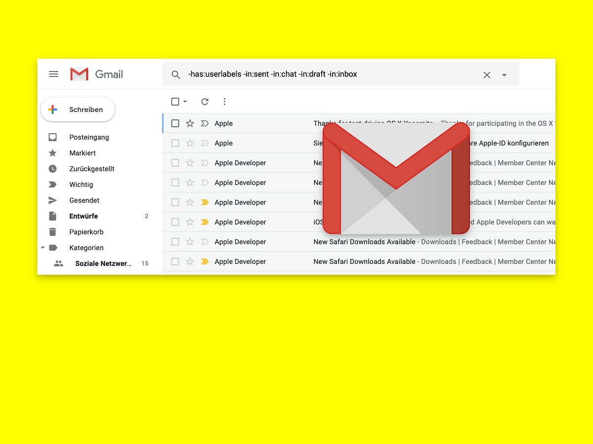 Gmail: Nachrichten ohne Label finden