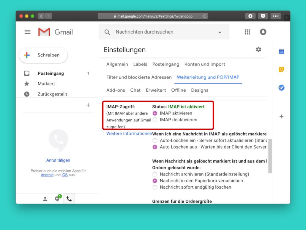 Gmail in Outlook nutzen