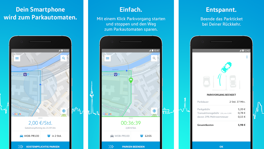 WePark: Park-App zeigt freie Parkplätze