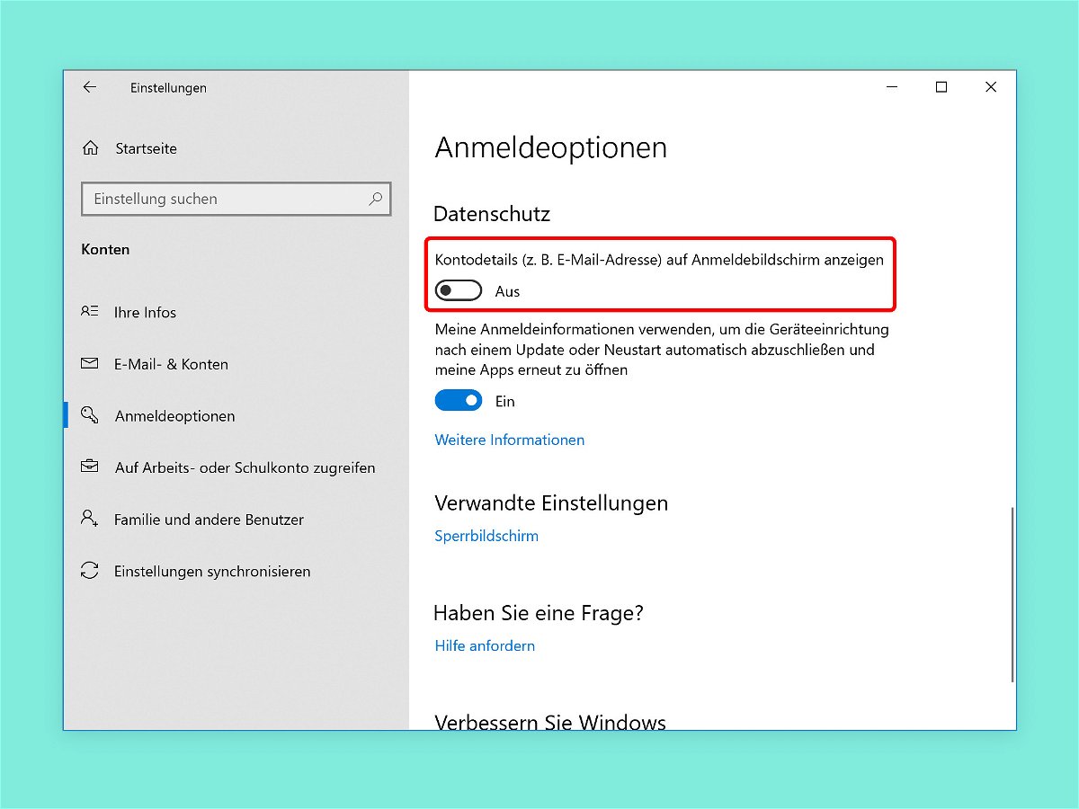 Windows-Login: eMail ausblenden