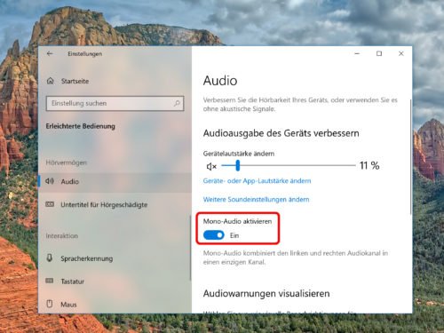 Mono-Audio in Windows 10