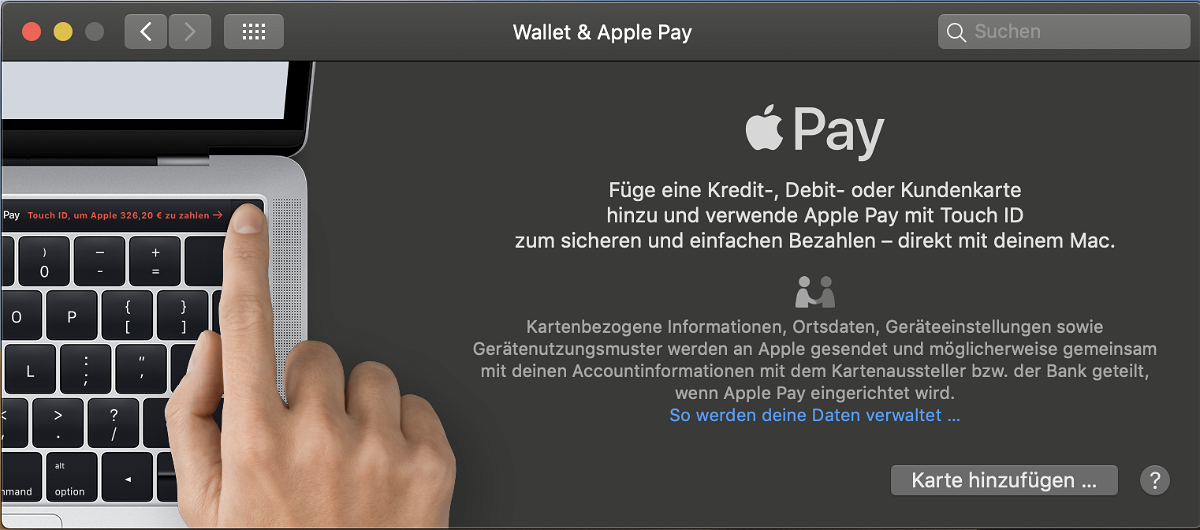 Apple Pay auf MacBooks mit TouchID nutzen