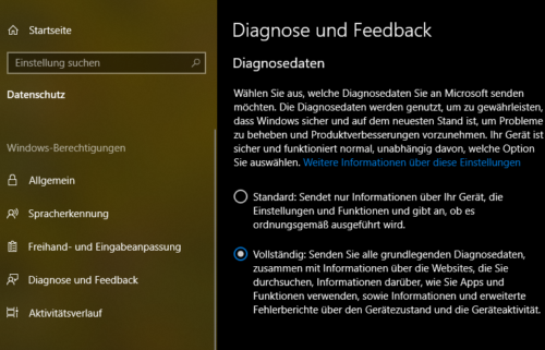 Windows besser machen: Diagnose und Feedback