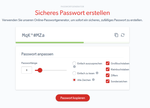 Verwenden eines Passwortgenerators