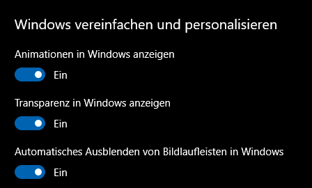 Effekte unter Windows 10 ausschalten
