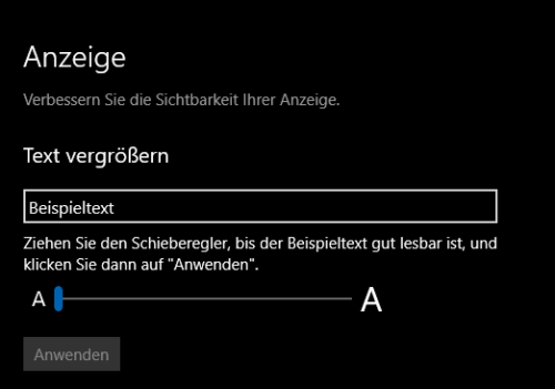 , Textgröße in Programmen unter Windows 10 anpassen