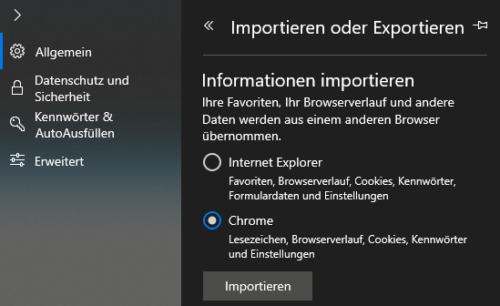 Browser-Favoriten exportieren und importieren