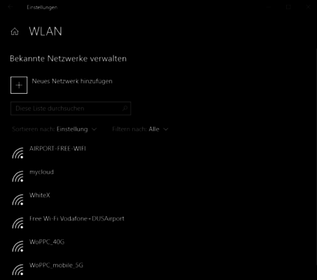 Verwalten von WLANs unter Windows 10