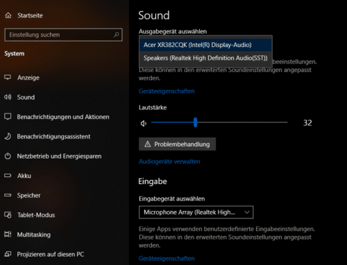 Festlegen der Audioquelle in Windows 10