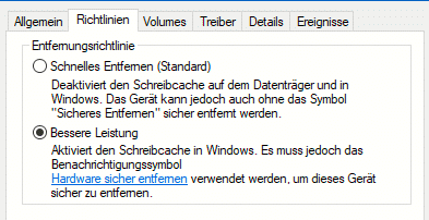 Aktivierung des Schreib-Caches unter Windows 10