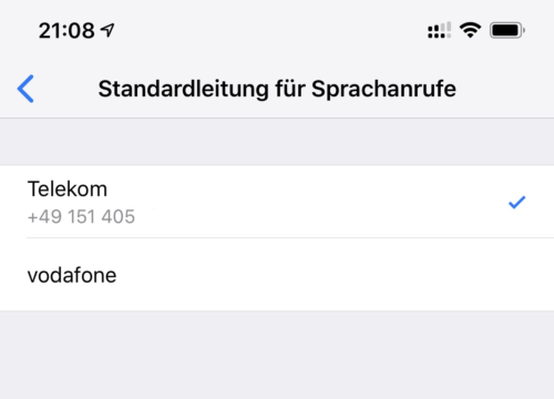 Auswählen der Standard-Leitung(en) bei Dual SIM iPhones