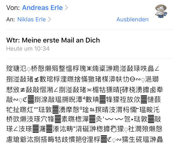 , Wenn Mail-Inhalte plötzlich in Chinesisch sind