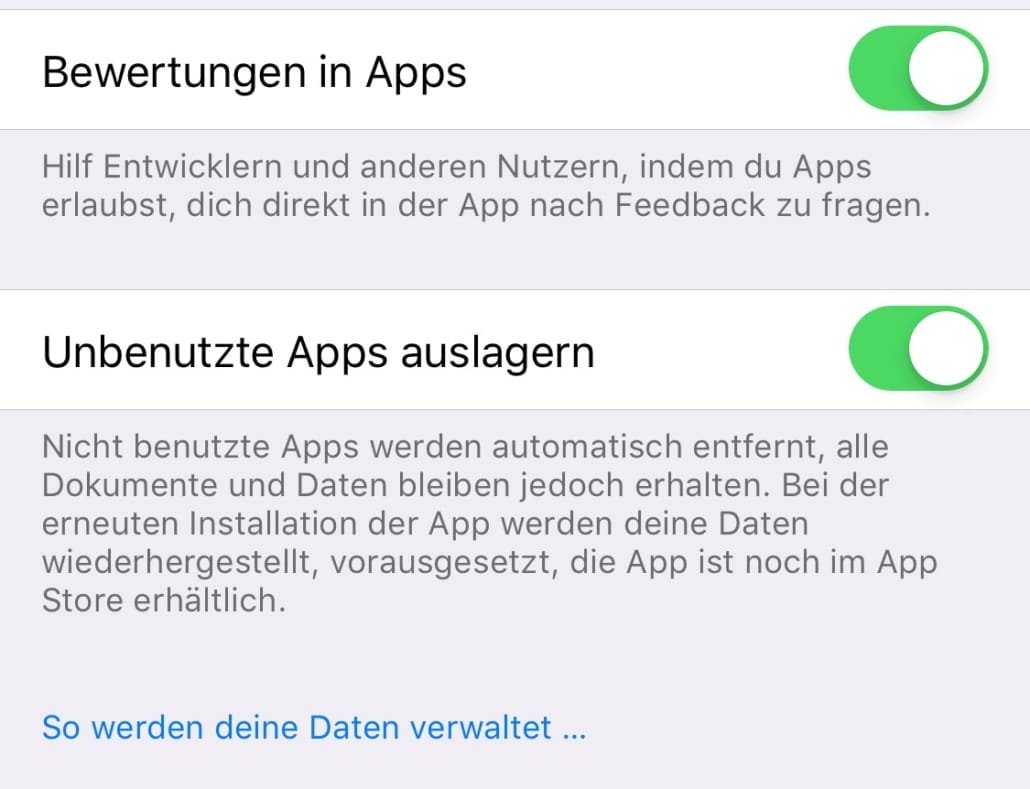 Speicheroptimierung beim iPhone: Auslagern von Apps