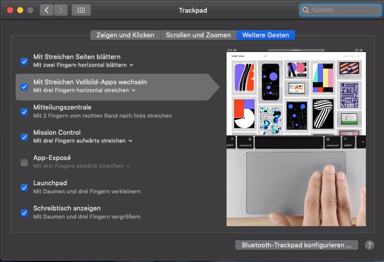 Einstellen des Touchpads bei MacBooks