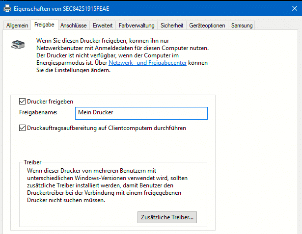 , Drucker unter Windows 11 freigeben