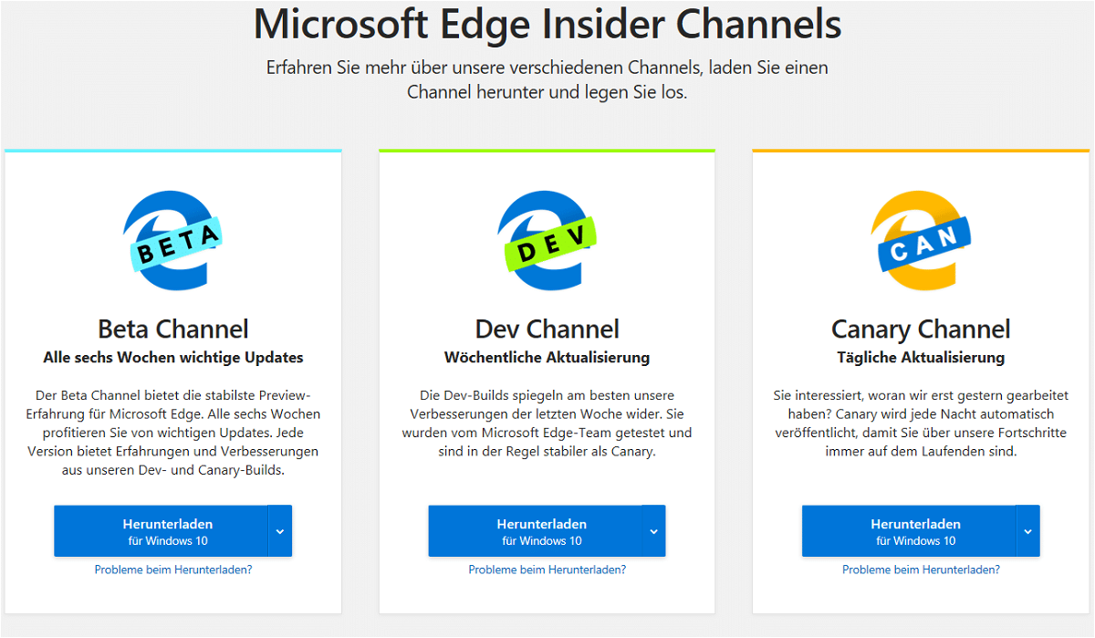 Testen der neuen Features von Microsoft Edge