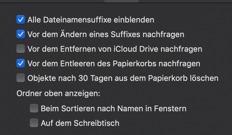 Anzeigeoptionen im macOS-Finder