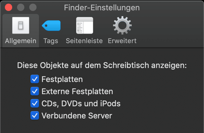 Anzeigeoptionen im macOS-Finder