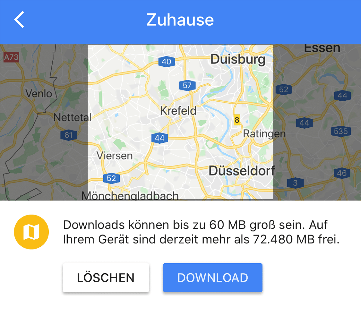 Offline-Karten in Google Maps laden