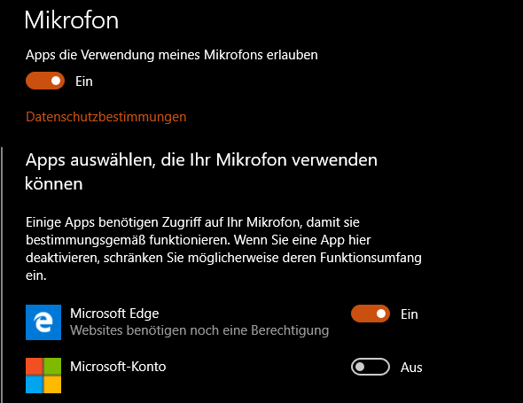 , Datenschutzeinstellungen bei Windows 10