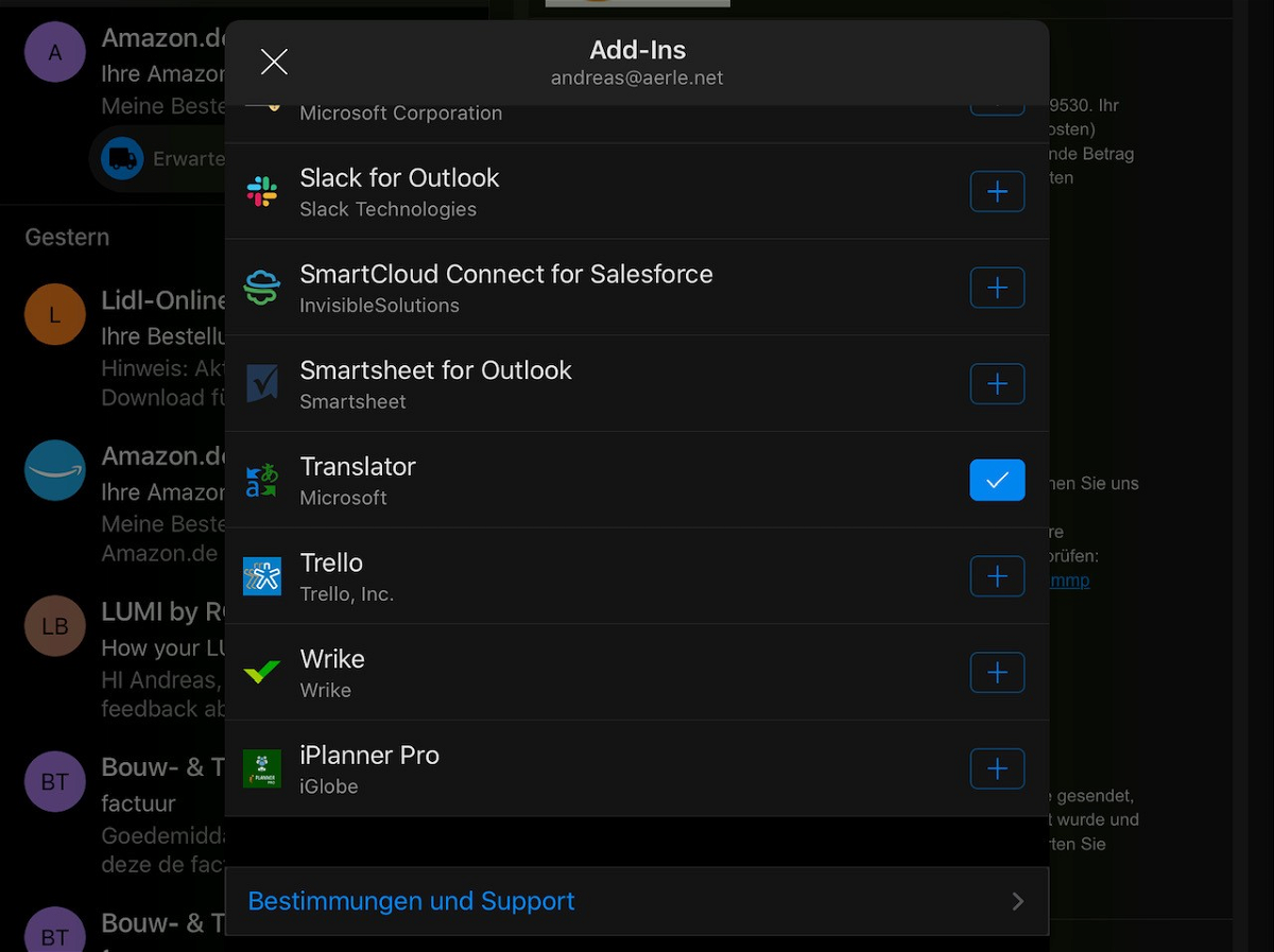 Outlook für iOS mit Add-Ins erweitern