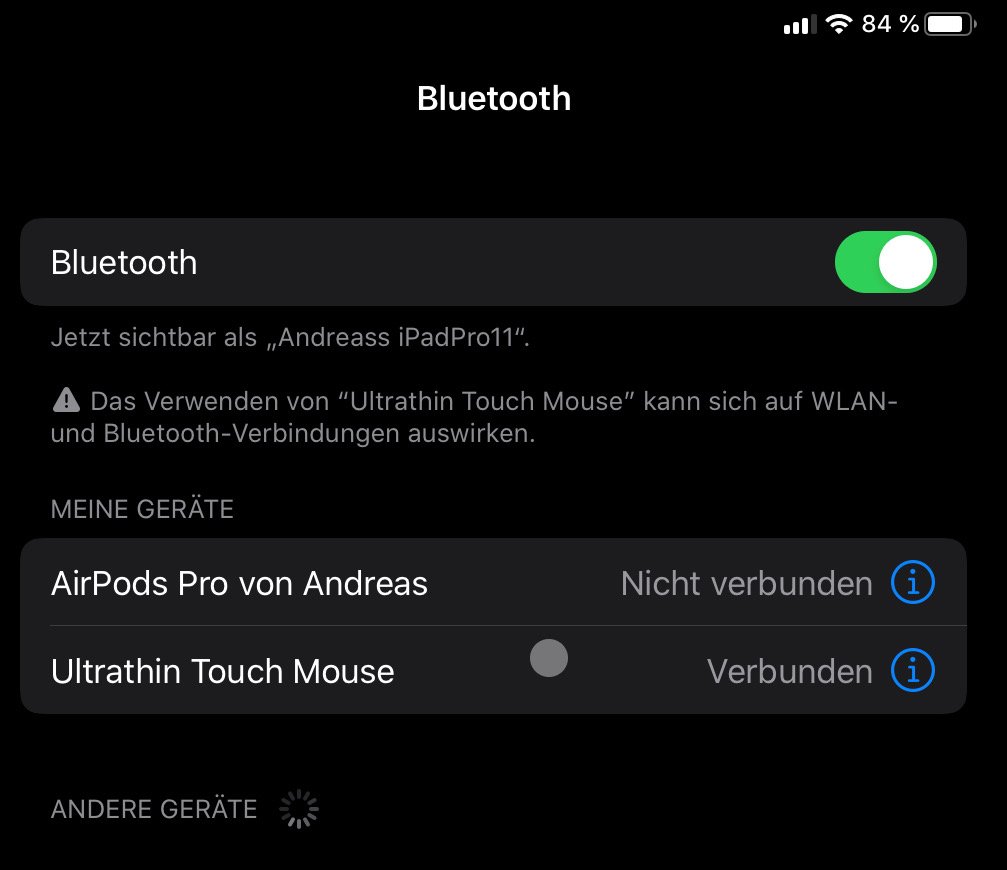 Nutzen einer Maus mit iOS 13.4